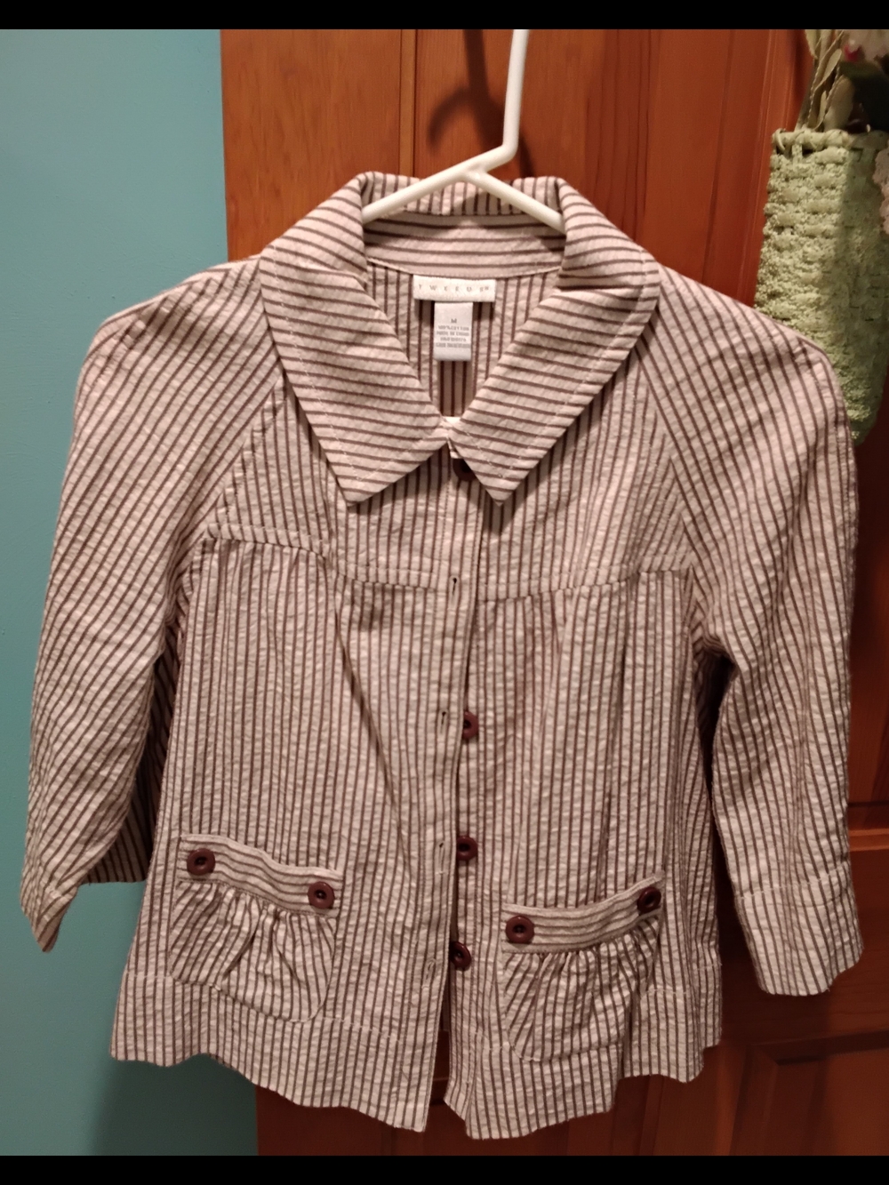 Tweeds Striped Jacket in Beige & Brown